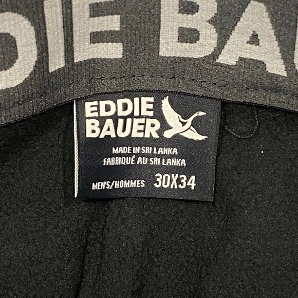 Eddie Bauer Fleece Lined Tech Pants Mens 30 x 34 Black Water Repellent Insulated - Picture 6 of 12
